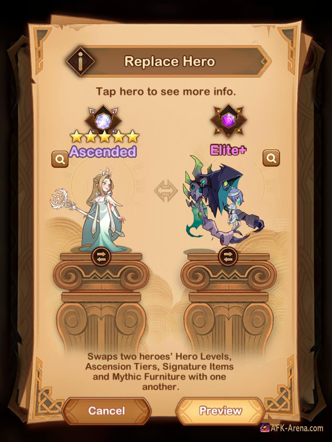 Afk arena hero swap